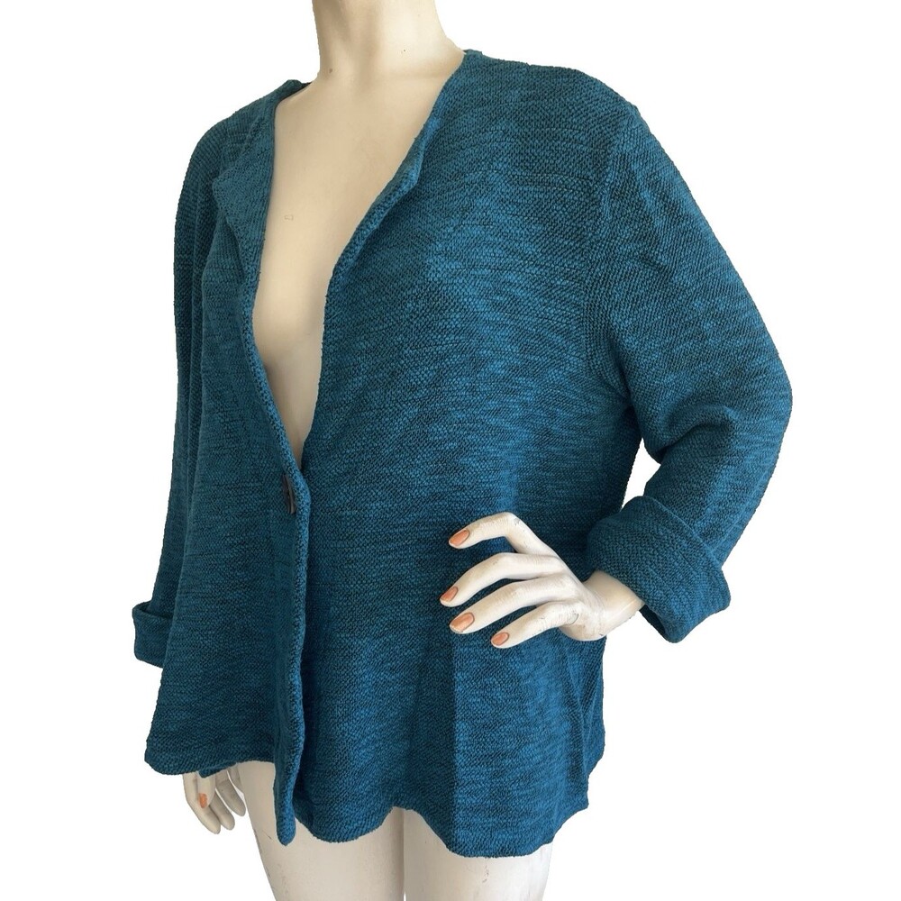 TIANELLO Landon Jacket NWT Blue Cotton Blend Oversized Cardigan Art to Wear M